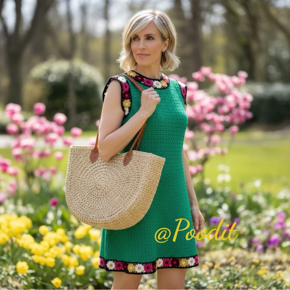 SEE & BE SEEN floral knit crochet mini dress S M L